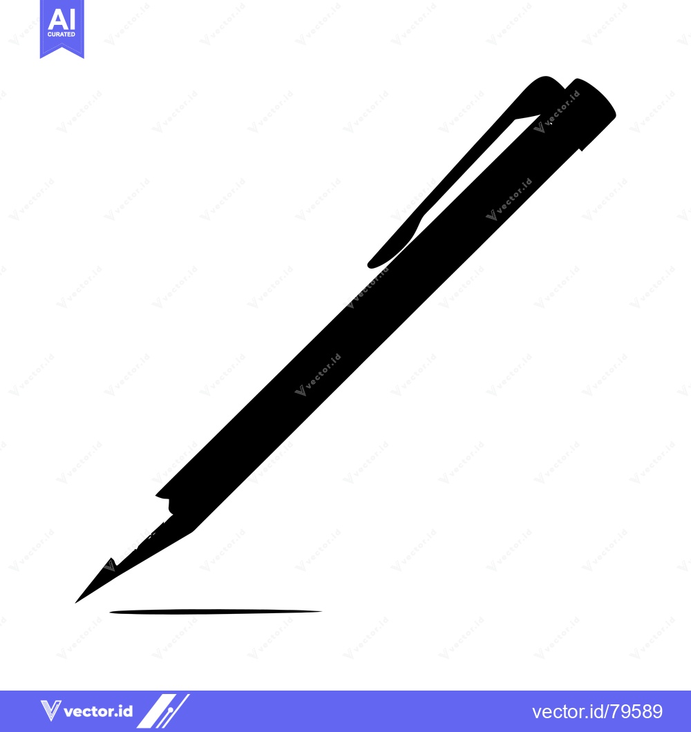Premium Vector dari A Black and White Silhouette of a Pen Drawing a Line