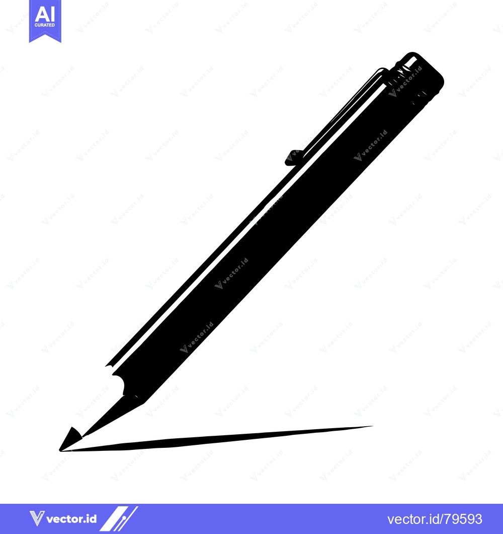 Premium Vector dari Black and White Silhouette of a Pencil Drawing a Line