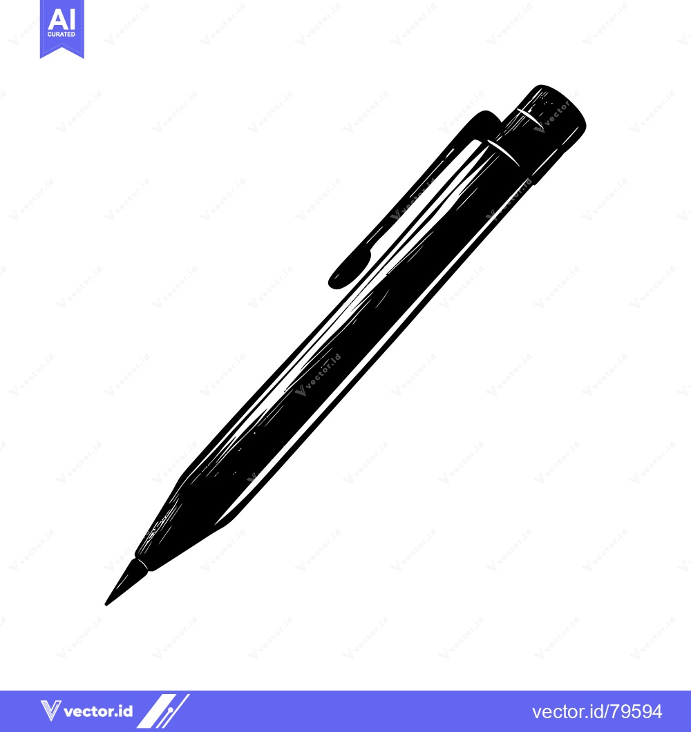 Premium Vector of Hand-drawn Black and White Illustration of a Pencil