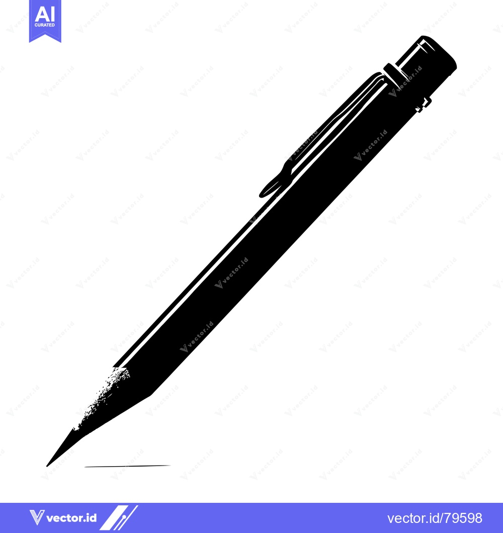 Premium Vector of Black and White Illustration of a Pencil with a Sharp Point
