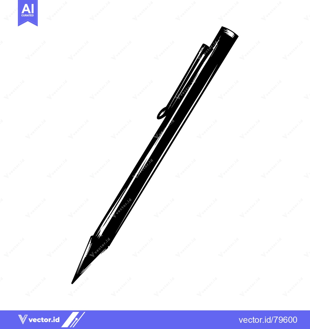 Premium Vector of A Black and White Sketch of a Pen