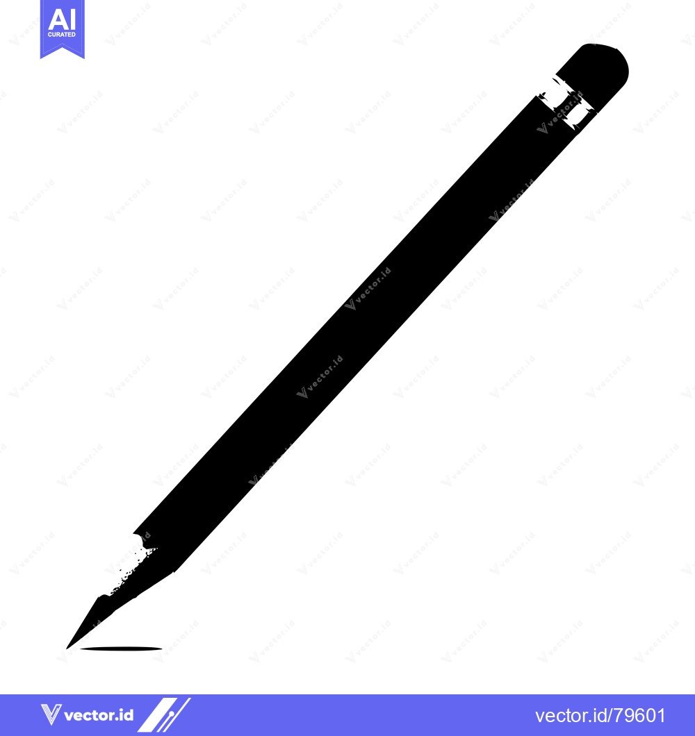 Premium Vector of A black and white silhouette of a pencil with a sharp point, lying on