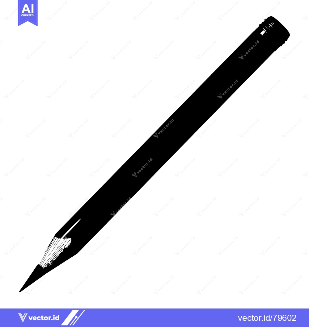 Premium Vector of A Black and White Silhouette of a Pencil