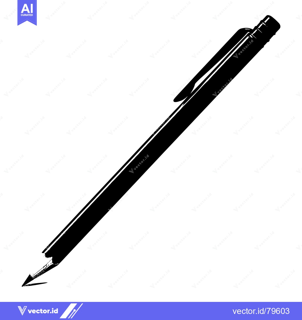 Premium Vector dari A black and white silhouette of a pencil with an eraser