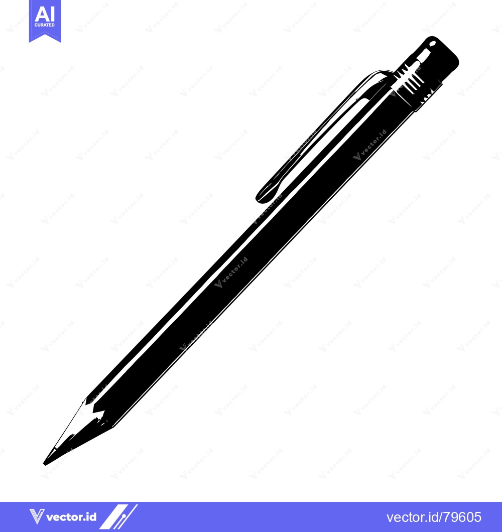 Premium Vector dari A Black and White Illustration of a Pencil with an Eraser