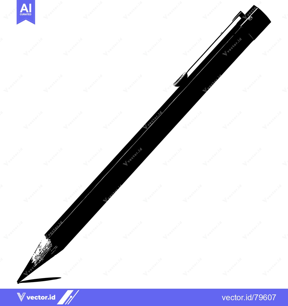 Premium Vector of Black and white silhouette of a pencil with eraser writing a line