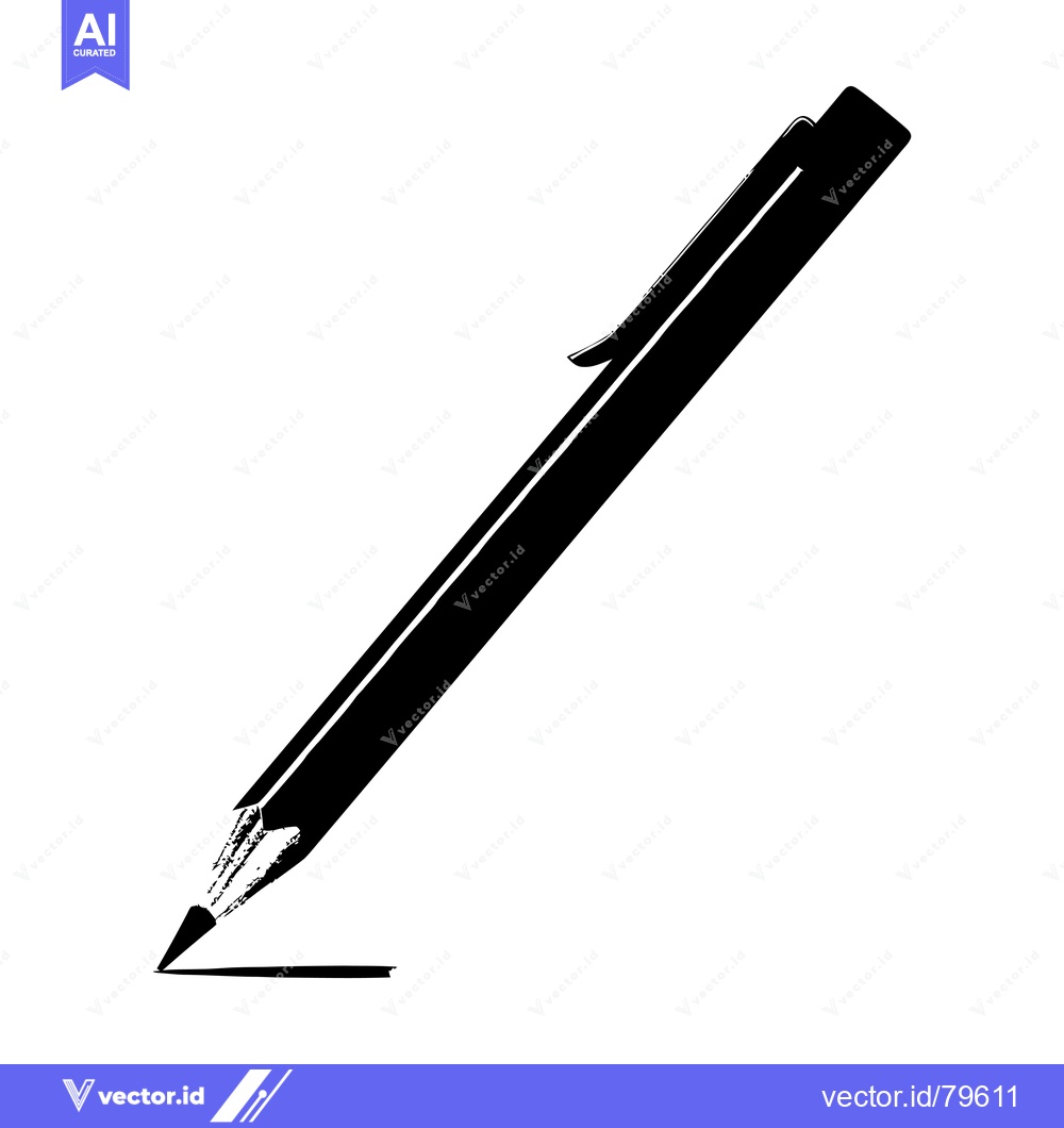 Premium Vector of Black and White Silhouette of a Pencil Drawing a Line