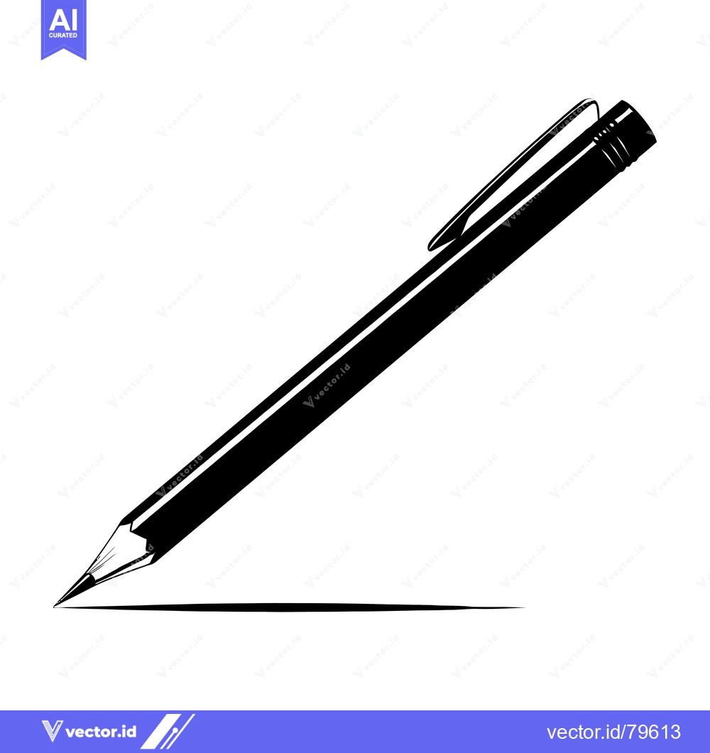 Premium Vector of Black and White Illustration of a Pencil with Eraser