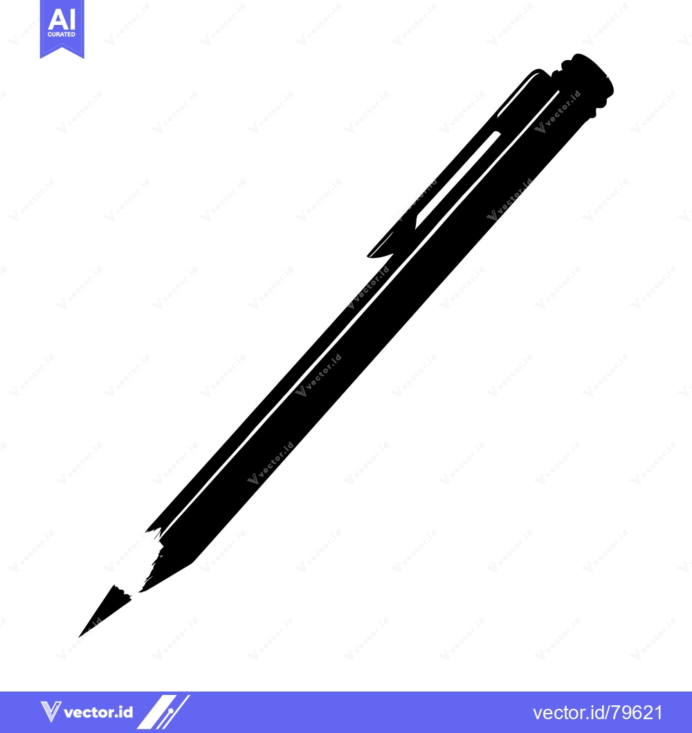 Premium Vector dari Black and white silhouette of a sharpened pencil