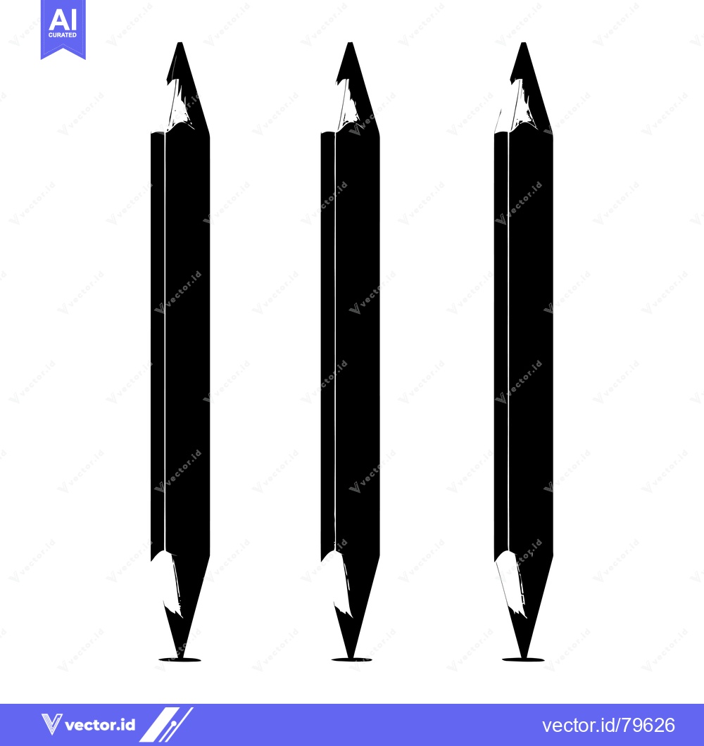Premium Vector dari Three Sharpened Black Pencils with White Tips