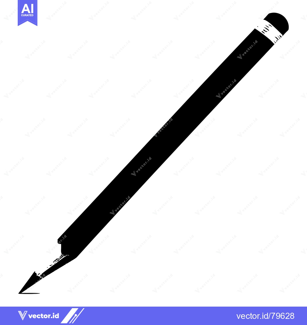 Premium Vector of A Black and White Illustration of a Pencil with a Sharpened Point