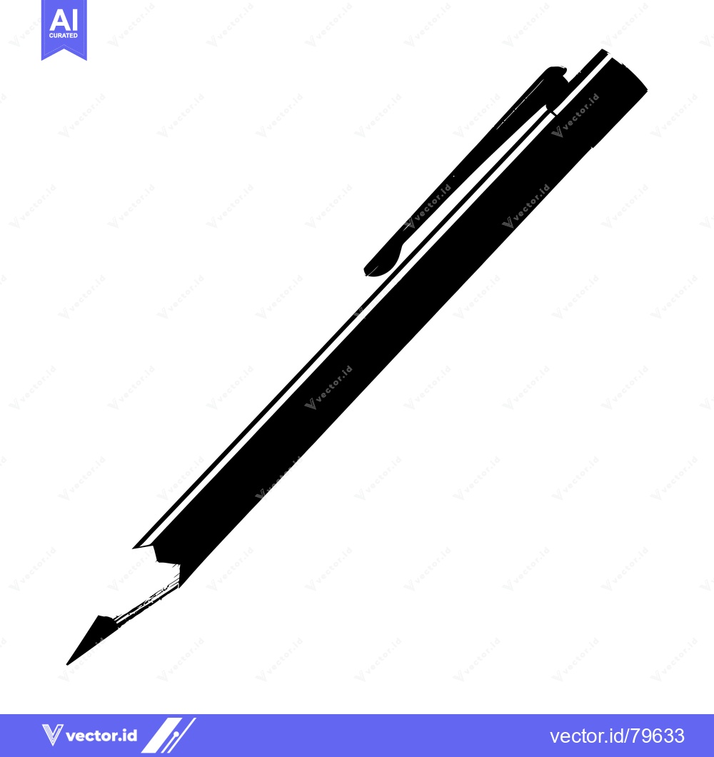 Premium Vector of Black and white illustration of a pencil with a cap