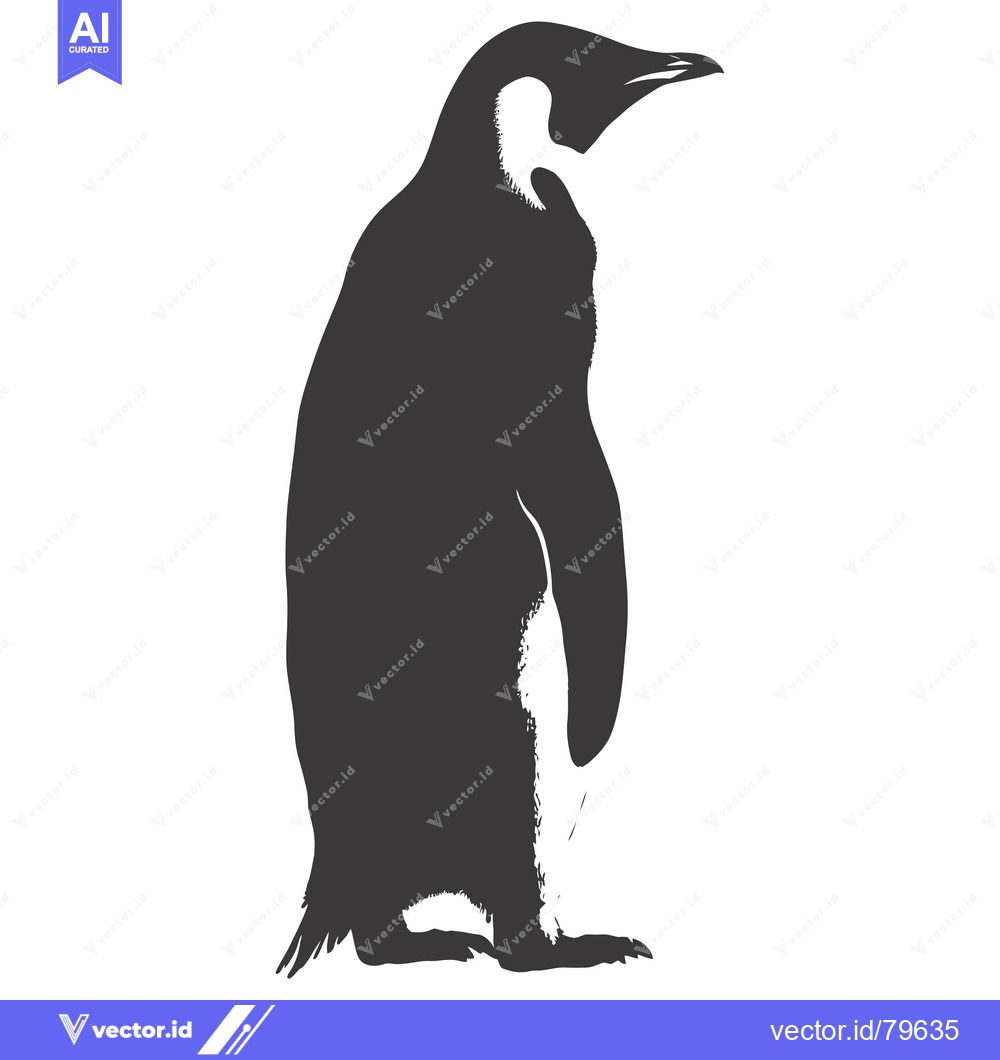 Premium Vector dari A Black and White Silhouette of a Penguin Standing Tall