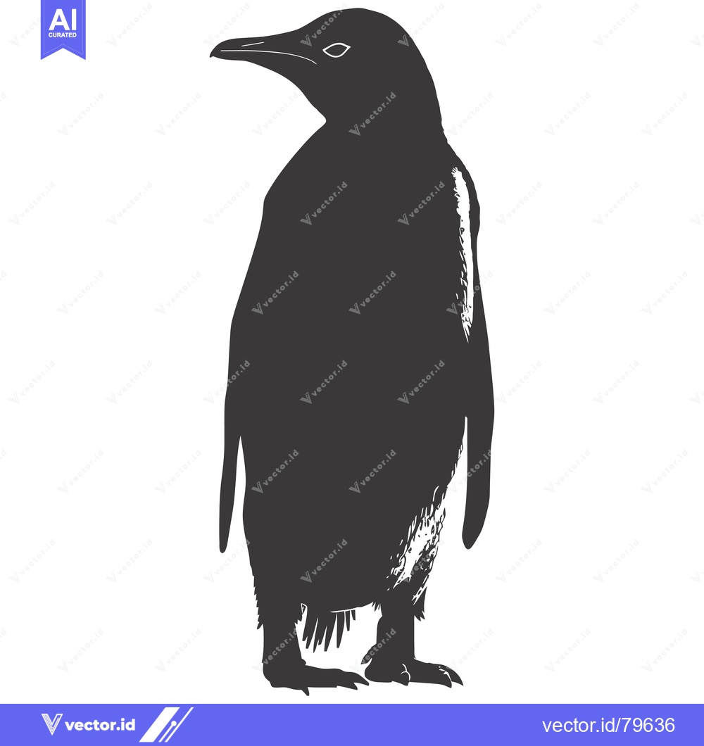 Premium Vector dari A Silhouetted Penguin Standing on a White Background