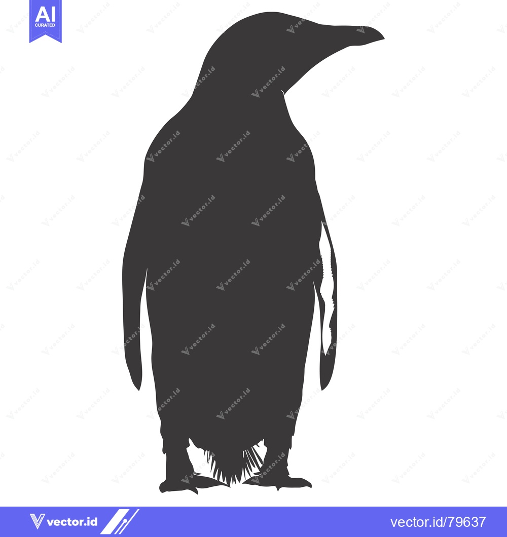 Premium Vector of Black and White Silhouette of a Penguin Standing