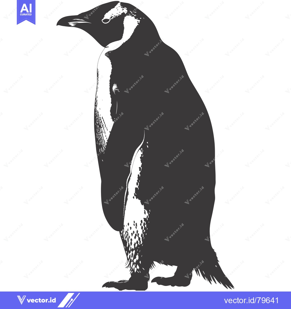 Premium Vector dari Black and White Silhouette of a Standing Penguin