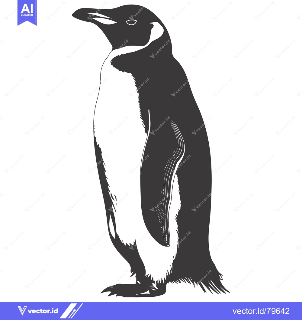 Premium Vector dari Black and White Illustration of a Standing Penguin