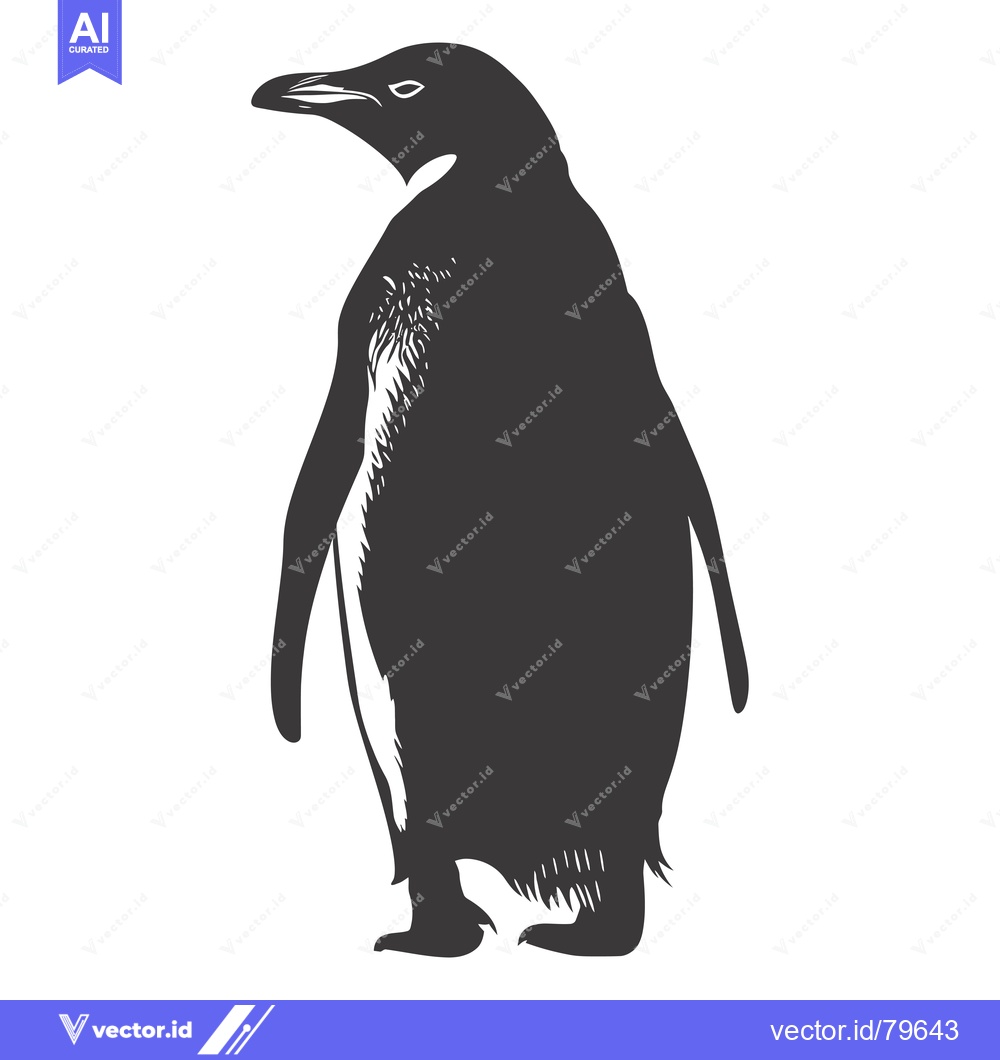 Premium Vector of Black and White Silhouette of a Penguin Standing Upright