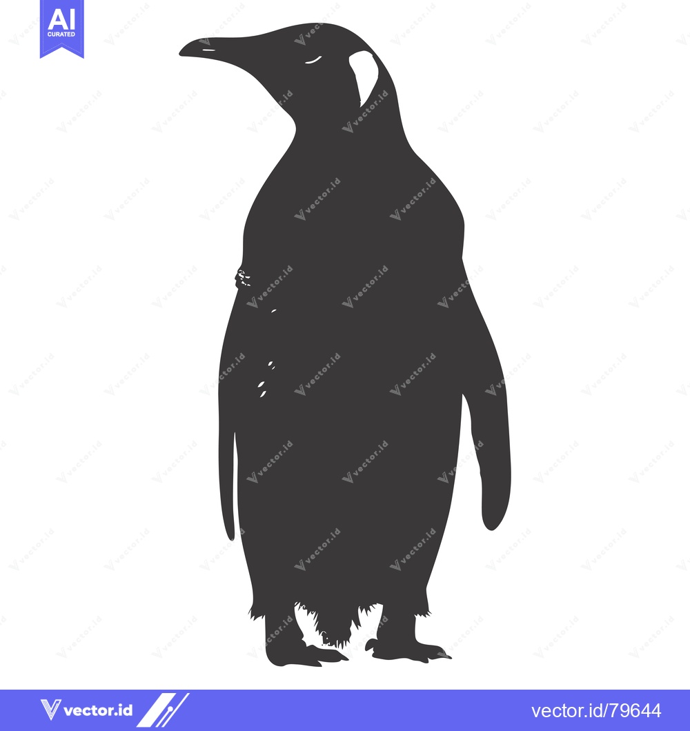 Premium Vector dari Black and White Silhouette of a Standing Penguin