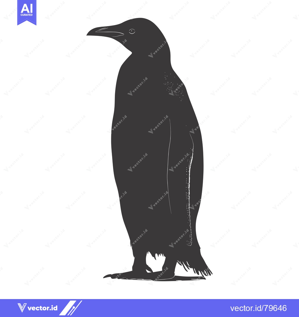 Premium Vector dari A Black and White Silhouette of a Penguin Standing on a White Backgrou