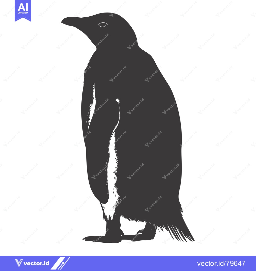 Premium Vector of A Black and White Illustration of a Penguin Standing on a White Backgr