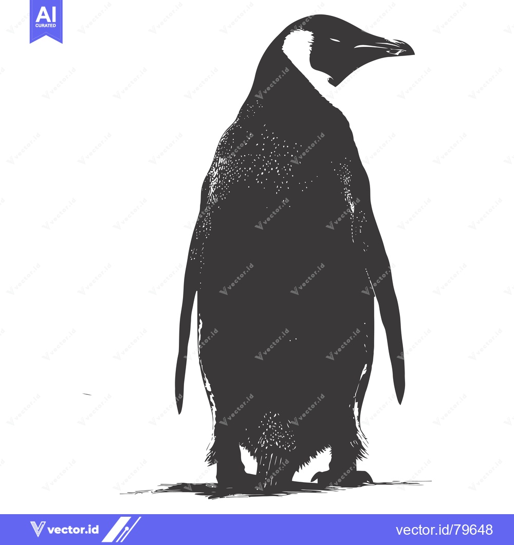 Premium Vector dari Black and White Illustration of a Penguin Standing Tall