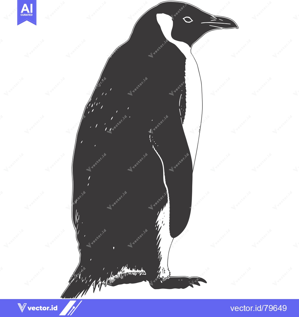 Premium Vector dari A black and white illustration of a penguin standing upright