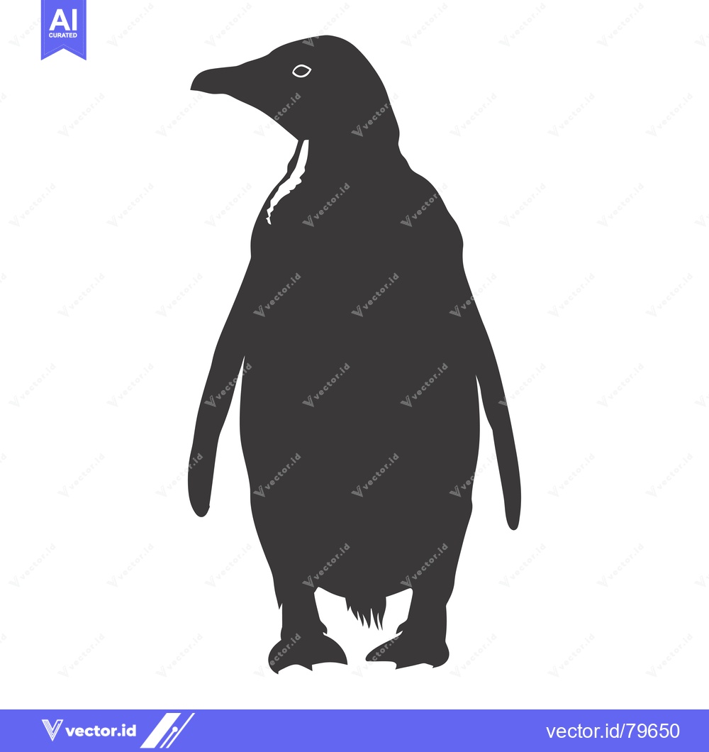 Premium Vector of Black and White Silhouette of a Penguin Standing