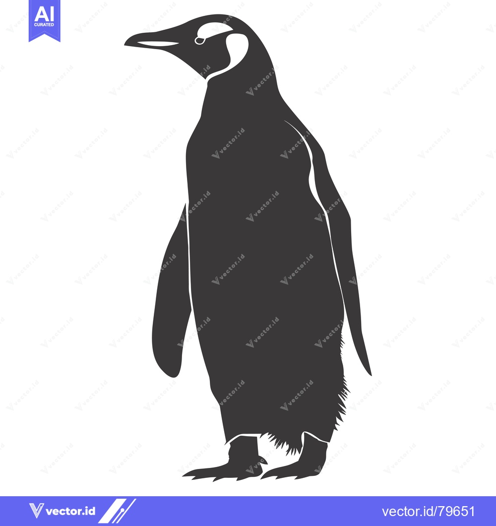 Premium Vector of Silhouette of a Standing Penguin with White Patches