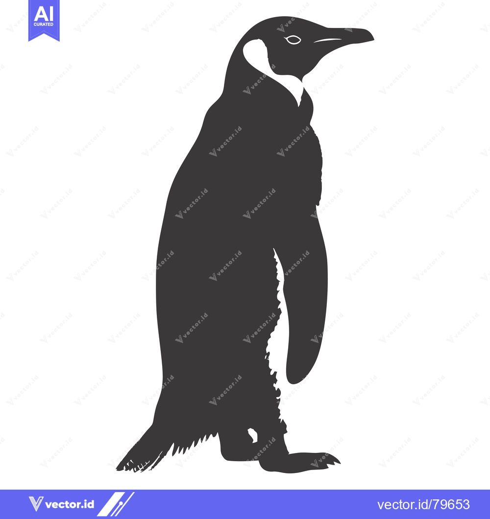 Premium Vector dari Black and White Silhouette of a Standing Penguin