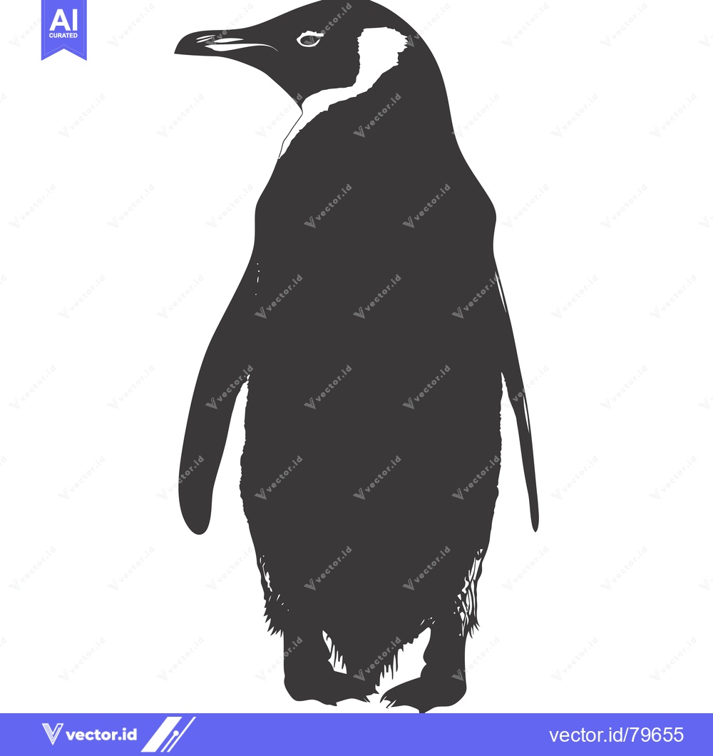 Premium Vector dari Black and White Silhouette of a Penguin Standing