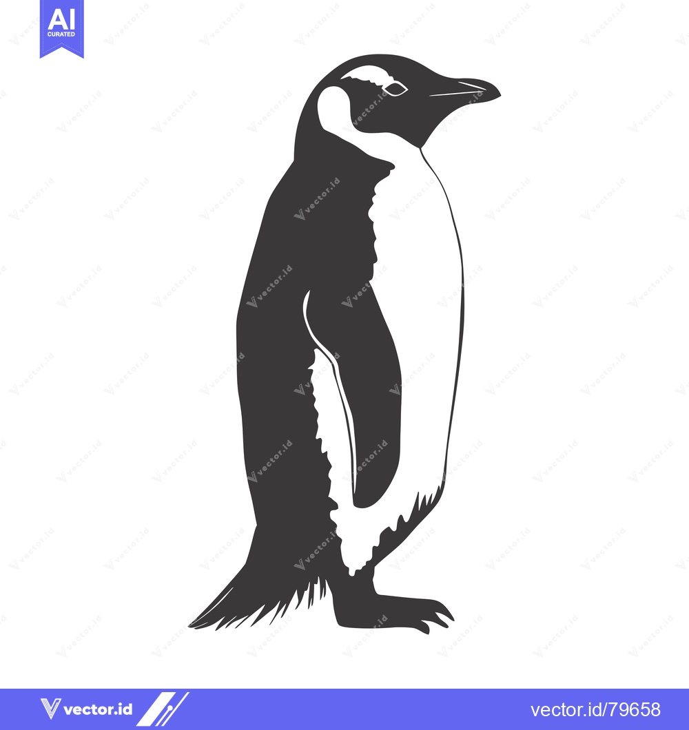 Premium Vector dari Black and White Silhouette of a Standing Penguin