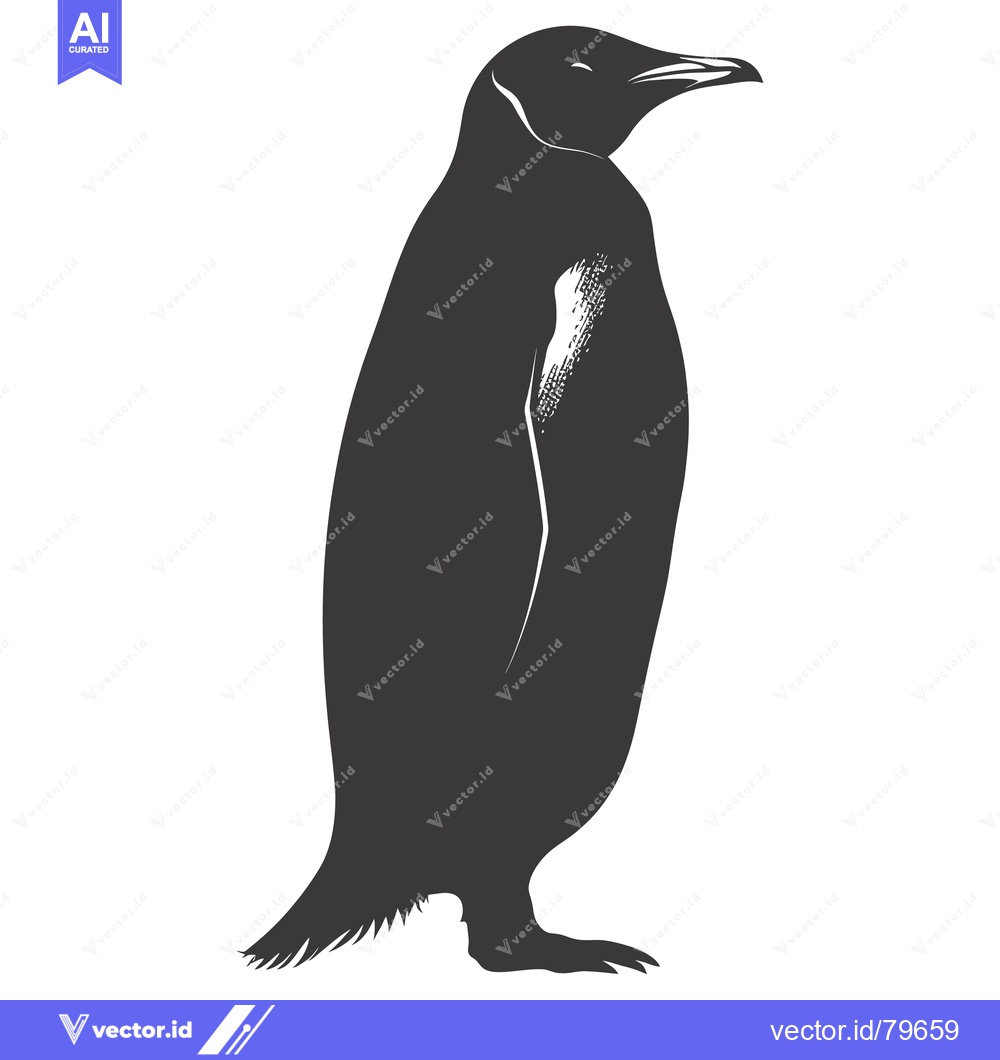 Premium Vector dari Black and White Silhouette of a Standing Penguin
