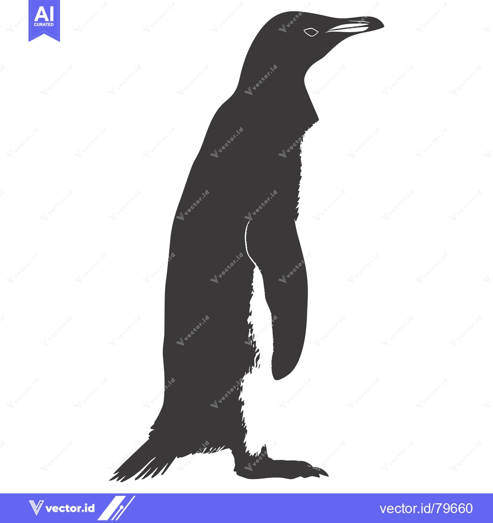 Premium Vector dari A Black and White Silhouette of a Standing Penguin