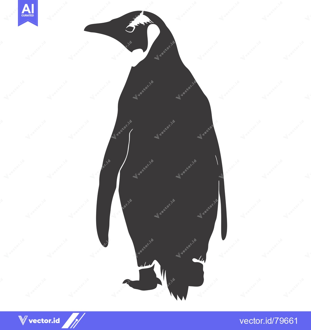 Premium Vector dari Black and White Silhouette of a Standing Penguin