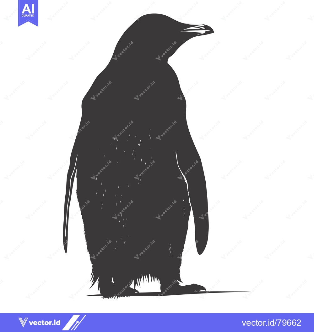 Premium Vector dari Silhouette of a Penguin Standing on a White Background