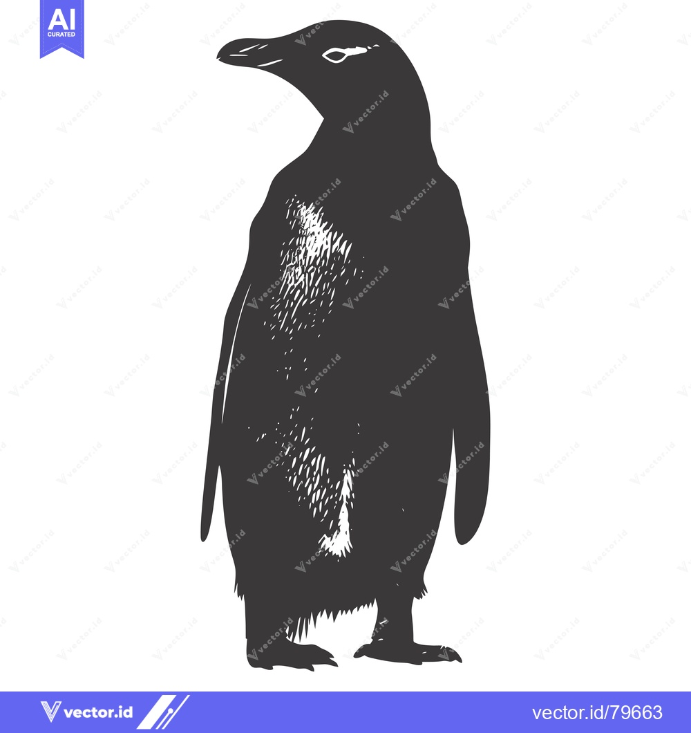 Premium Vector of A Black and White Hand-Drawn Illustration of a Penguin