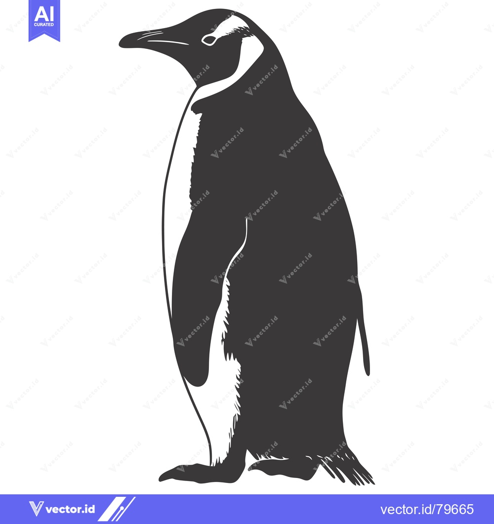 Premium Vector of A Silhouetted Penguin Standing Tall Against a White Background