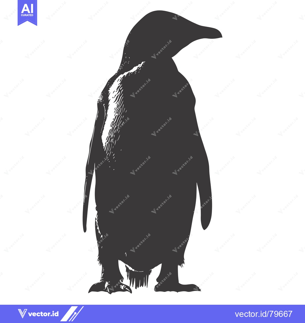 Premium Vector dari Black and White Silhouette of a Penguin Standing Tall