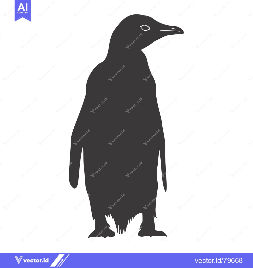 Premium Vector of Black and white silhouette of a standing penguin