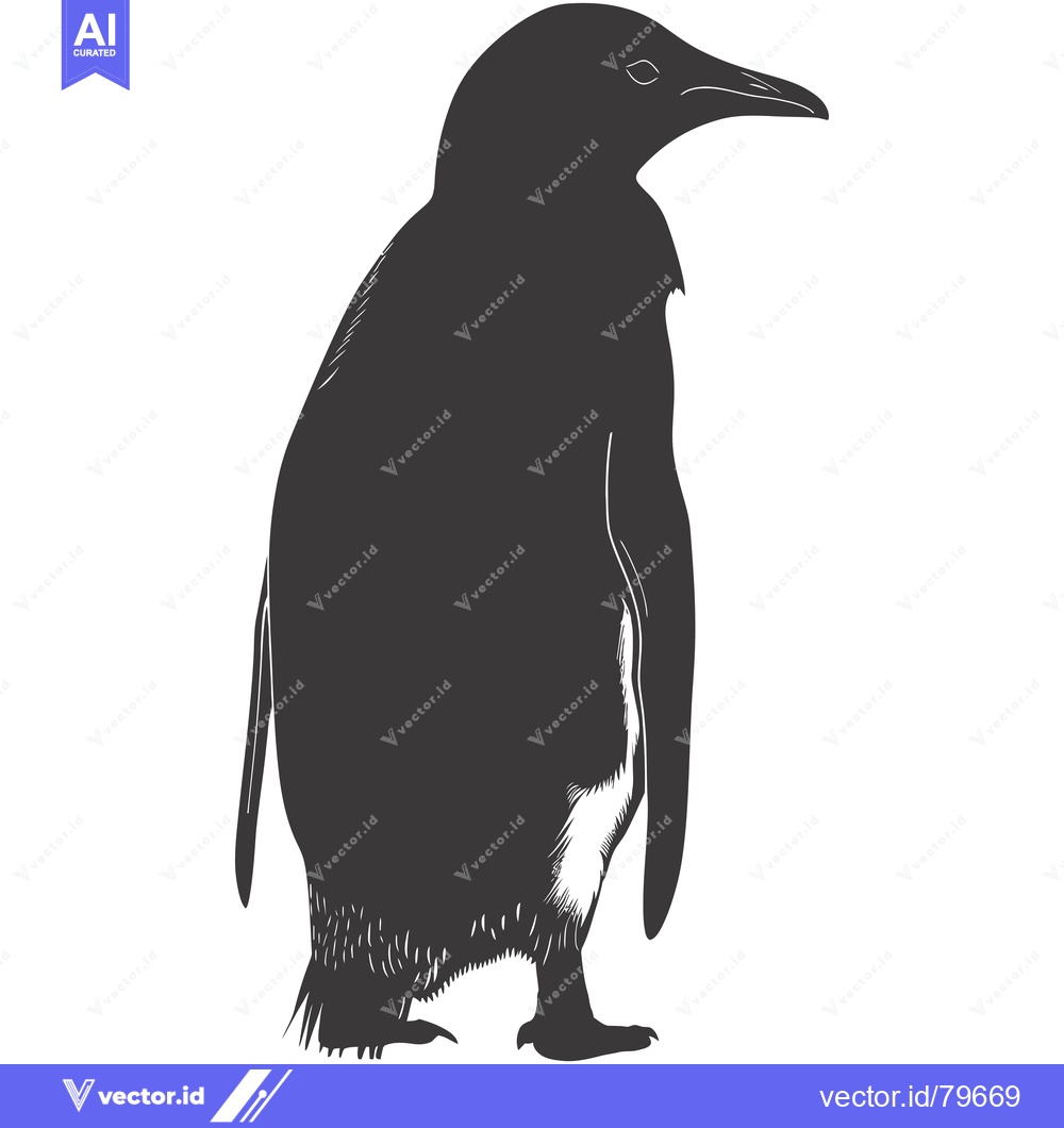 Premium Vector dari A black and white silhouette drawing of a penguin standing upright