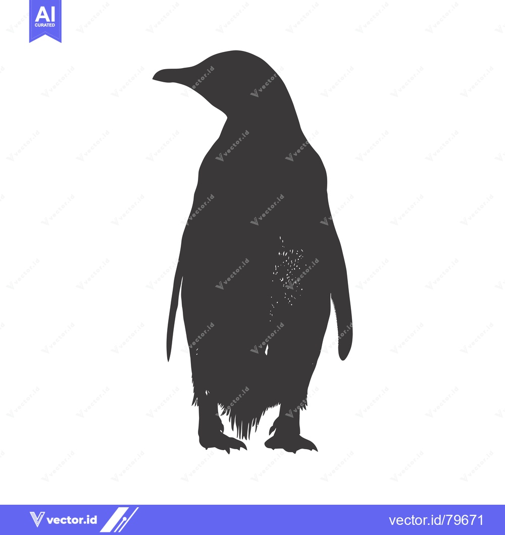 Premium Vector dari Silhouette of a penguin standing upright with its wings folded