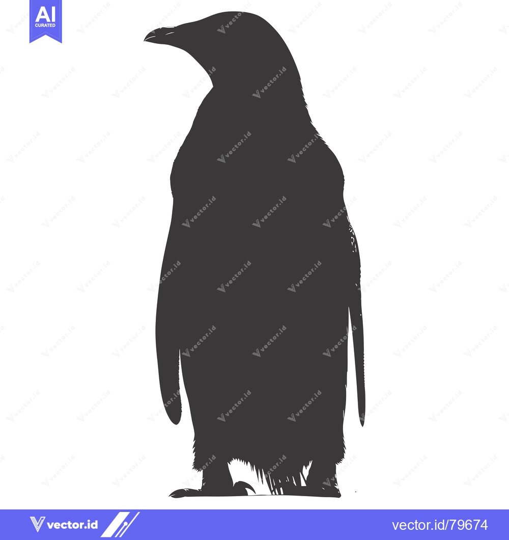 Premium Vector dari Black and White Silhouette of a Penguin Standing Tall