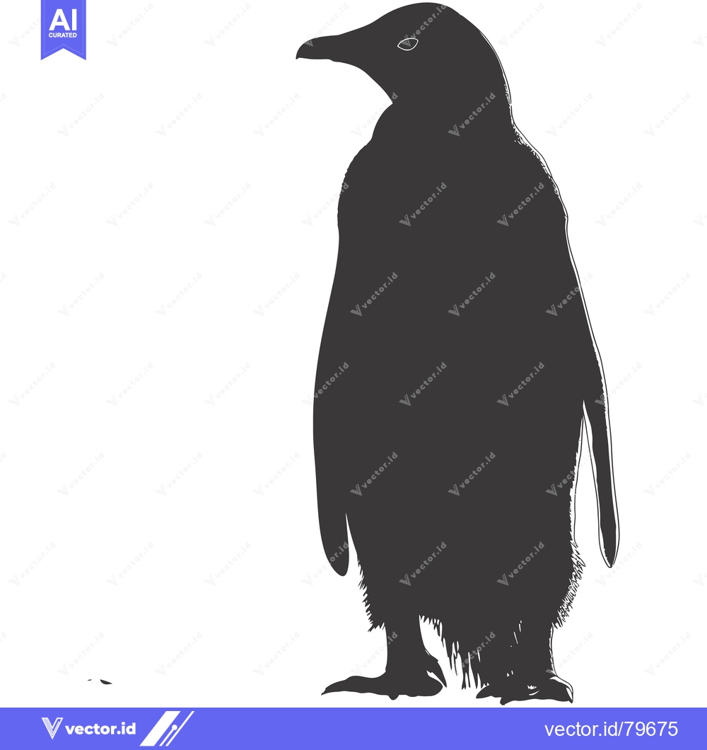 Premium Vector dari Silhouette of a Penguin Standing on a White Background