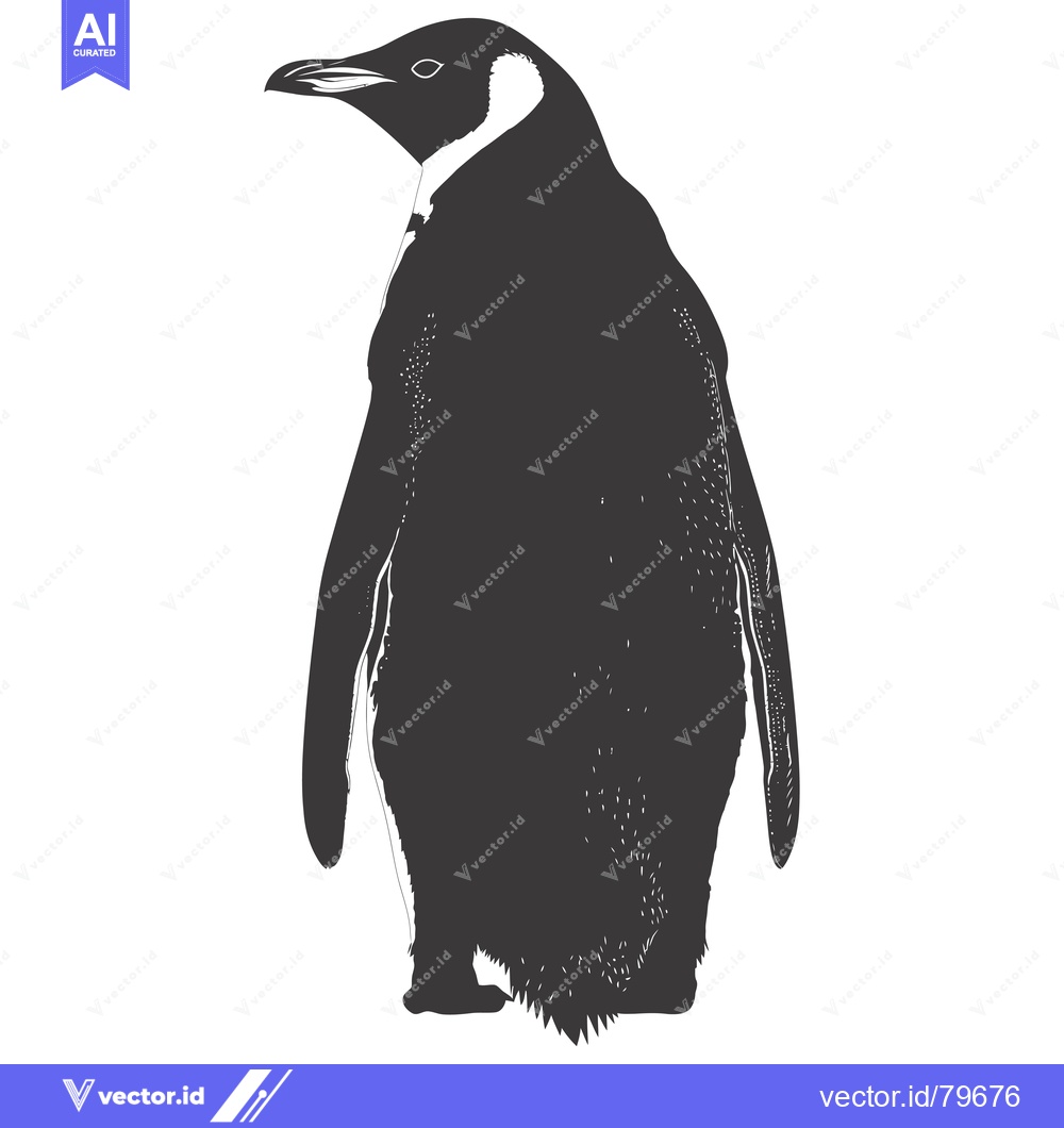 Premium Vector of Silhouette of a Penguin Standing on a White Background
