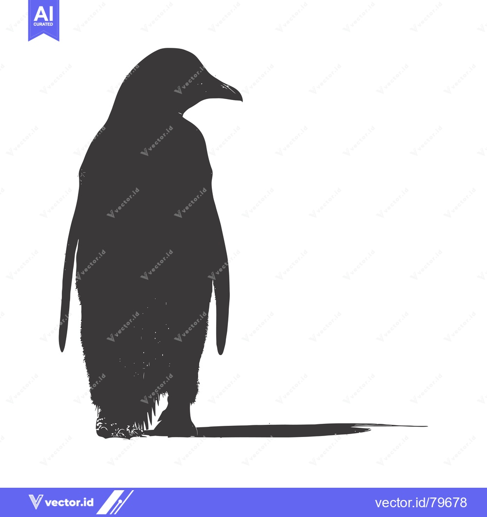Premium Vector dari Silhouette of a penguin standing on a white background with a shadow b