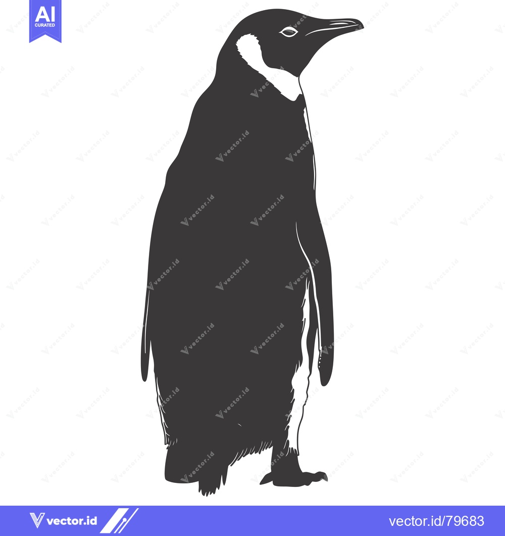 Premium Vector dari A black and white illustration of a penguin standing upright.