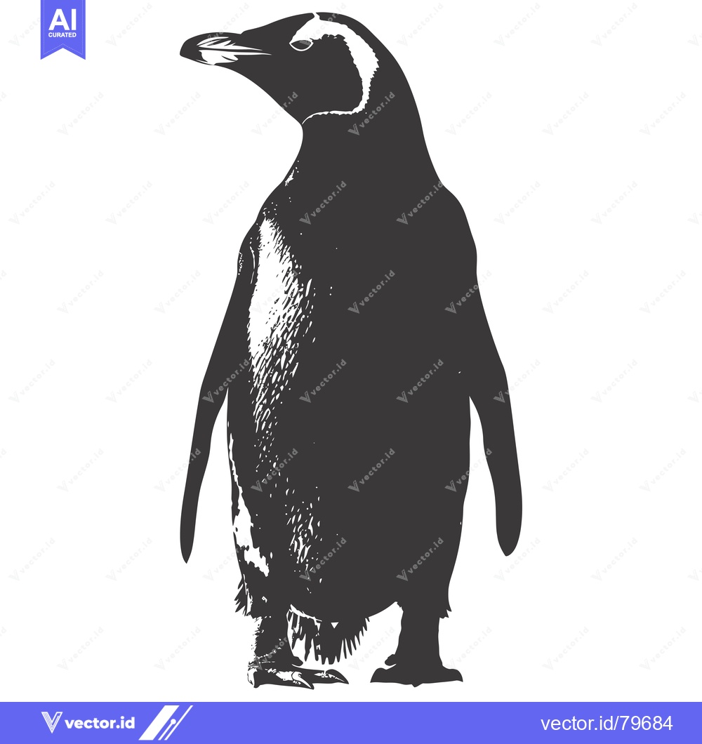Premium Vector dari A black and white illustration of a penguin standing upright