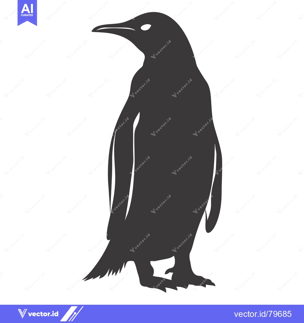 Premium Vector of Silhouette of a Penguin Standing with its Head Turned