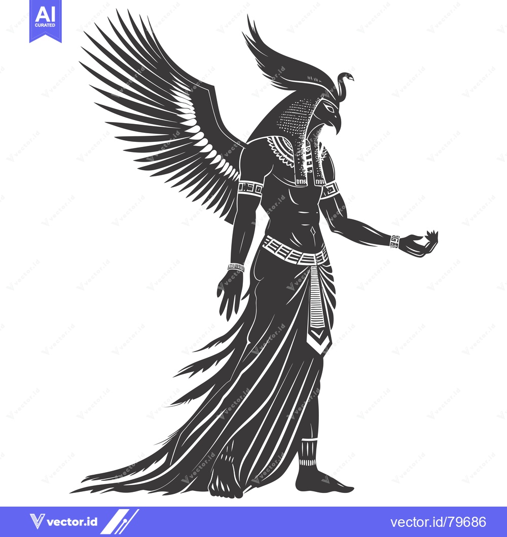 Premium Vector dari Anthropomorphic Figure with Falcon Head and Wings